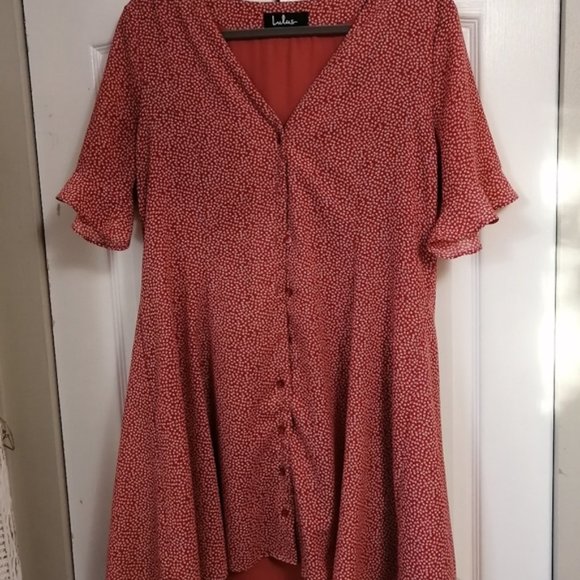 Lulus XL Red Chiffon Mini Dress - Picture 3 of 5